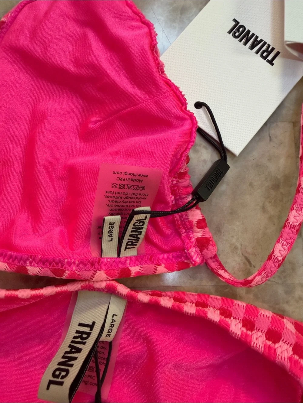 triangl swimwear Hot Pink Textured Check Bikini with Matching Pouch - Picture 10 of 10